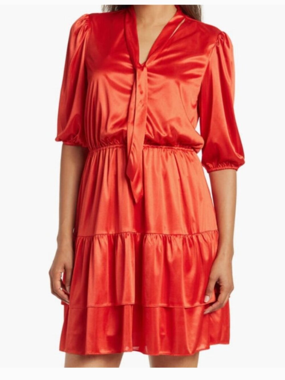 NWT Nanette Lepore Tie Neck Dress in Saffron Sun